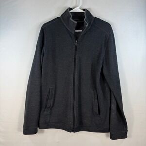 Hathaway Mens Full Zip Sweatshirt Jacket Gray Textured Mock Neck Size M
